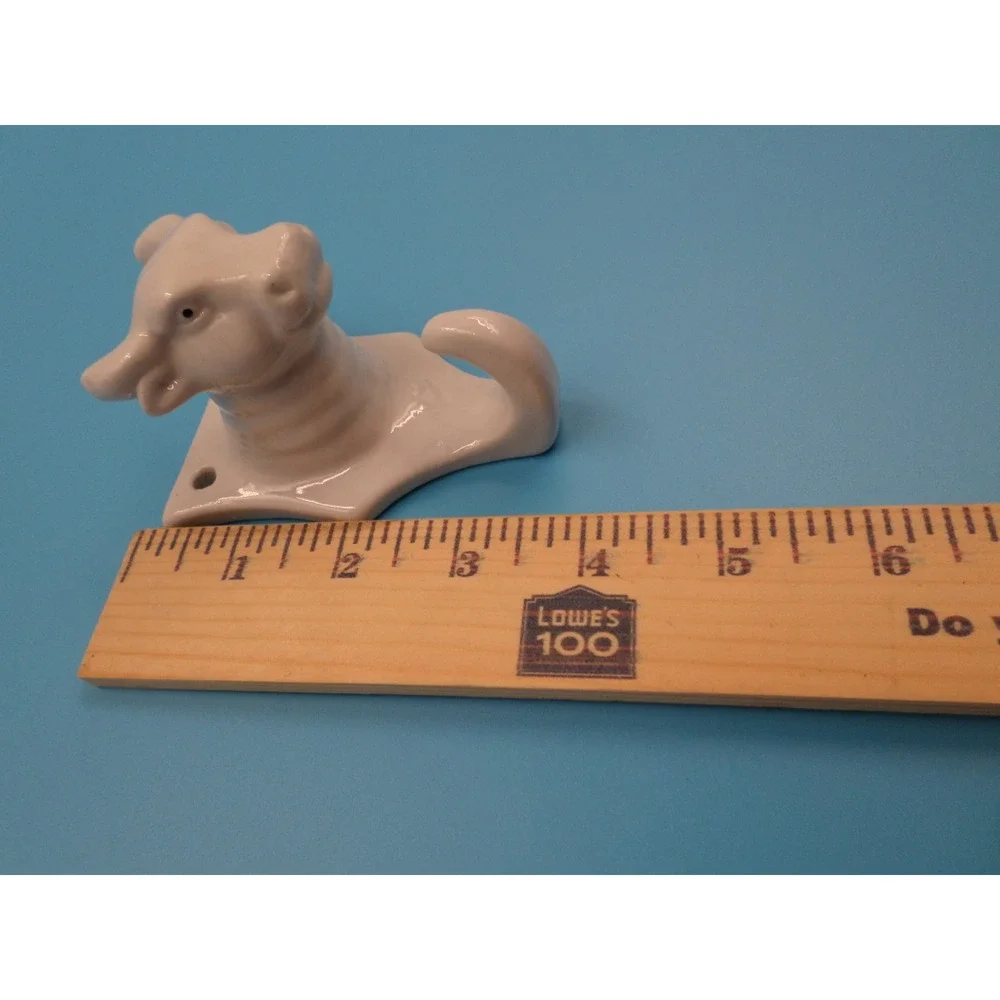 Western White Ceramic Cow Bull Head Wall Kitchen Hook VTG Apron Towel Holder